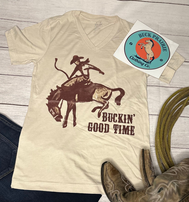 Buckin’ Good Time V Neck Tee