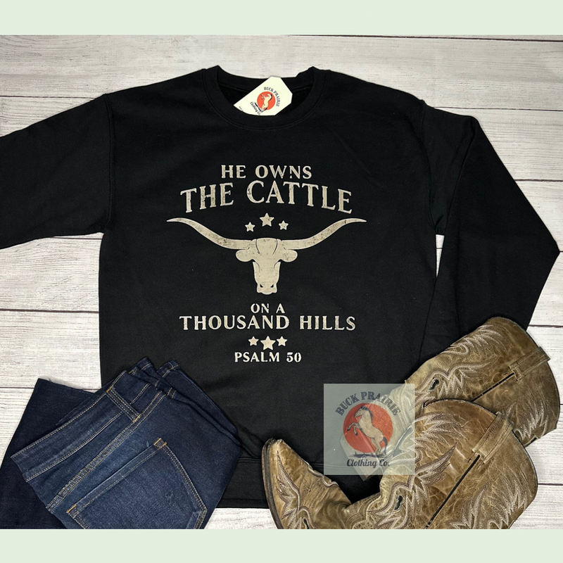 He Owns the Cattle Crewneck Sweatshirt