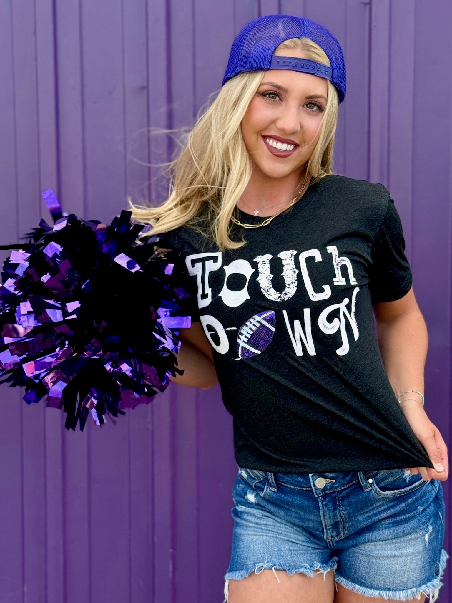 Touchdown with Sequin Football Tee