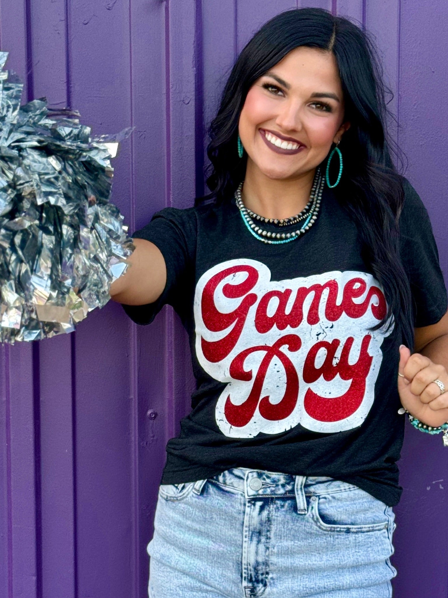 Big Game Day Retro Glitter Tee