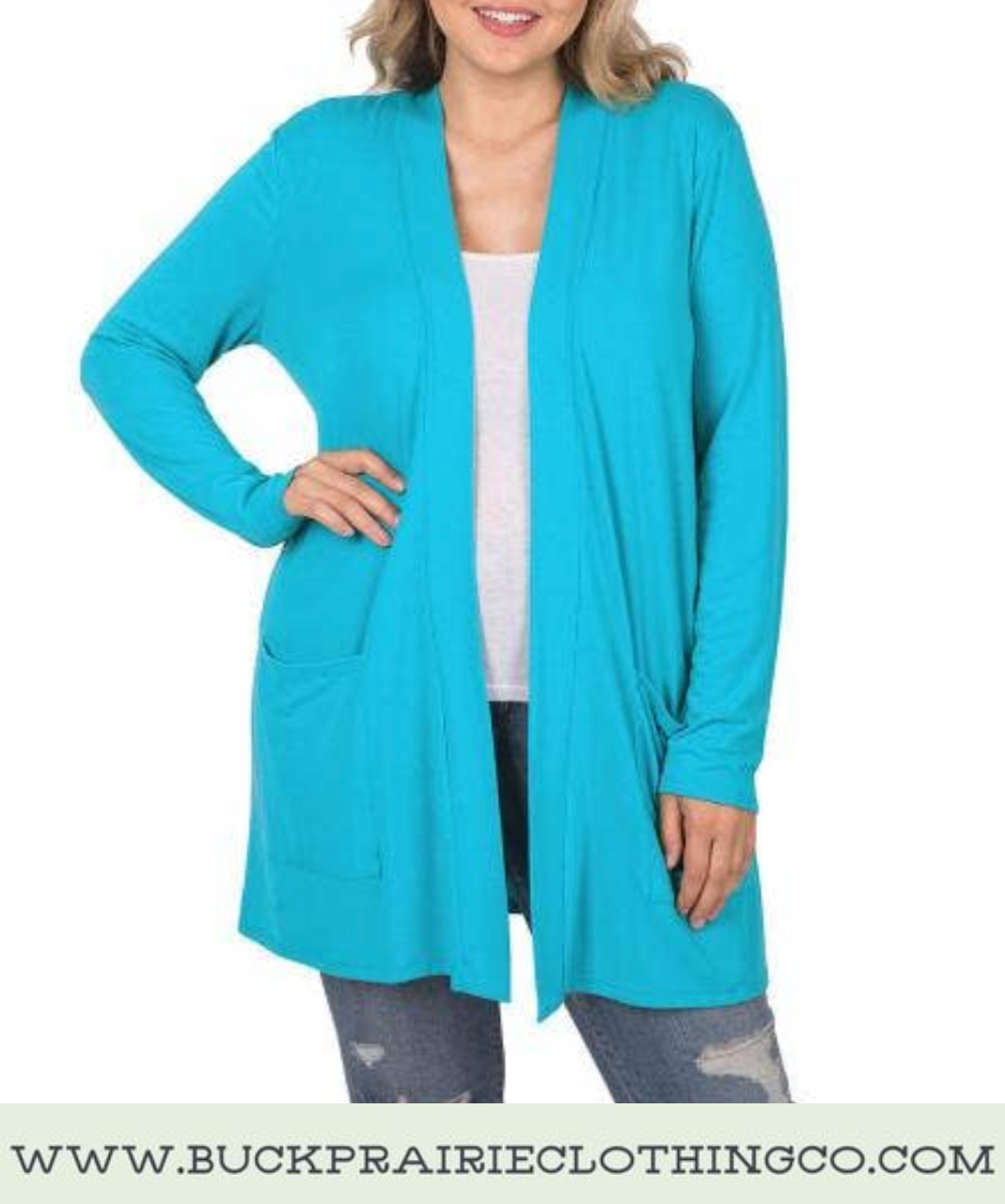 Basic Lightweight Open Cardigan - Ice Blue