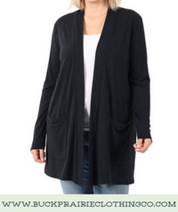 Basic Lightweight Open Cardigan - Black