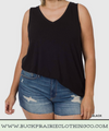 Loose Fit V Neck Tank - Black