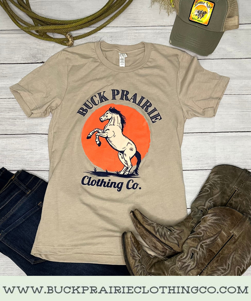 Buck Prairie Clothing Co. Logo Tee - Heather Tan