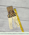 Leather Cactus Cow Tag with Tassel Dangle Earrings