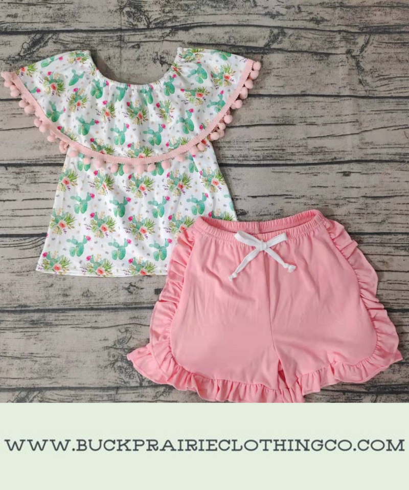 Cactus & Ruffle Shorts Summer Set