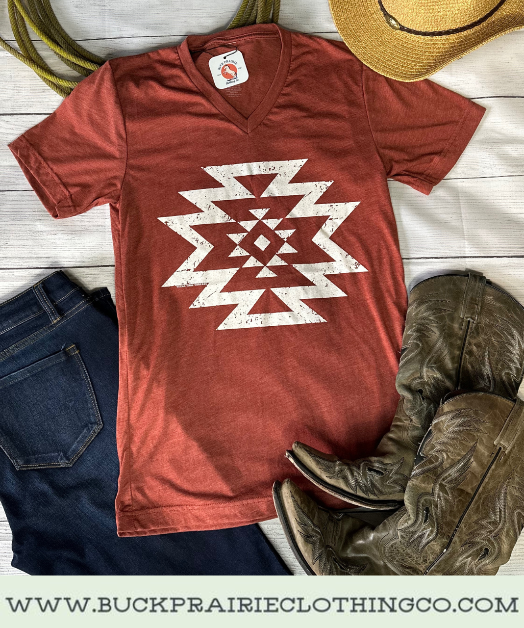 Alex Aztec V Neck Tee